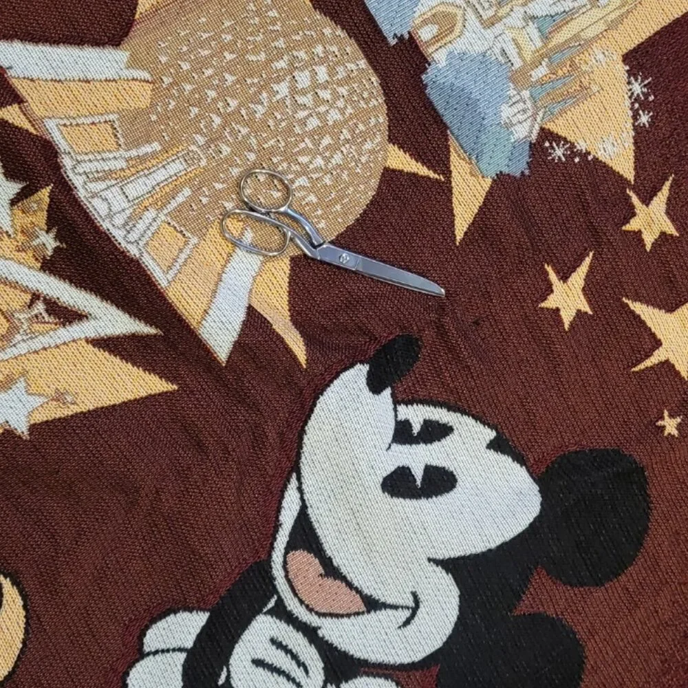 Walt Disney World Mickey Mouse Throw Blanket Tapestry Magic Kingdom Epcot Vtg